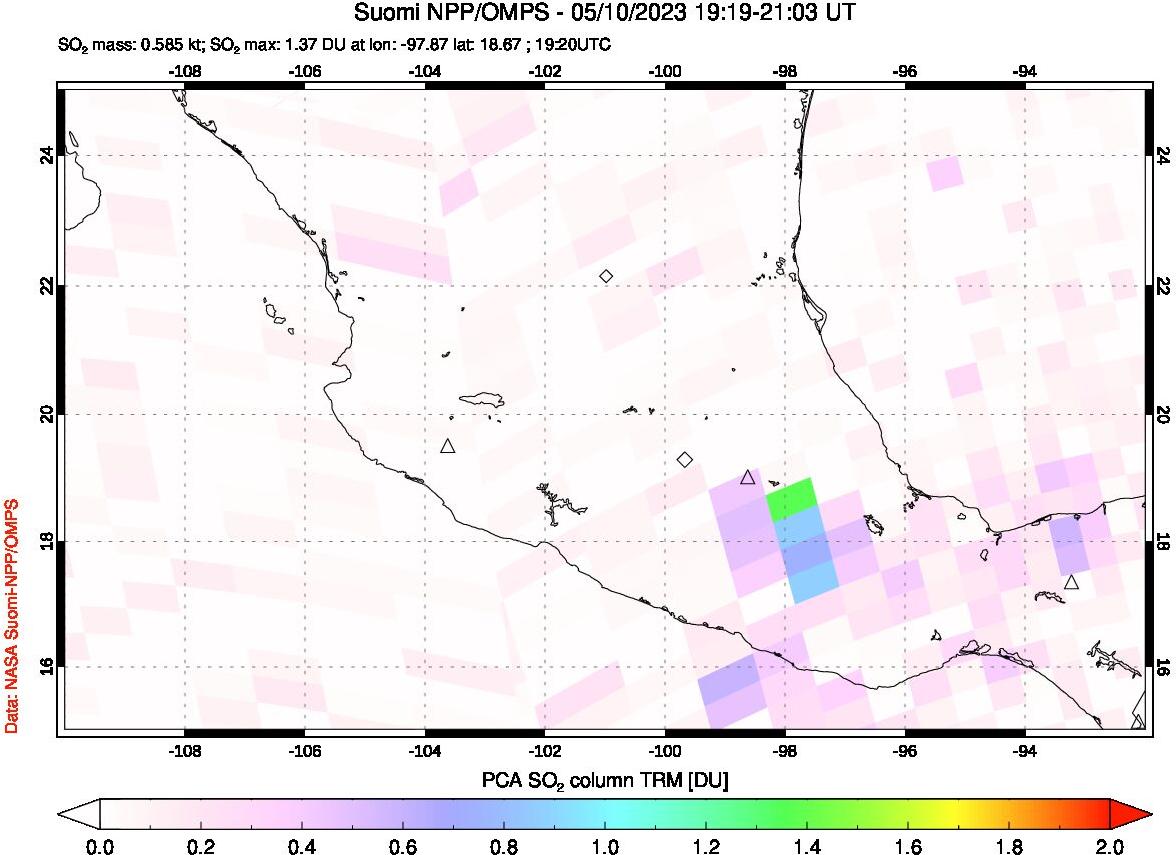 A sulfur dioxide image over Mexico on May 10, 2023.