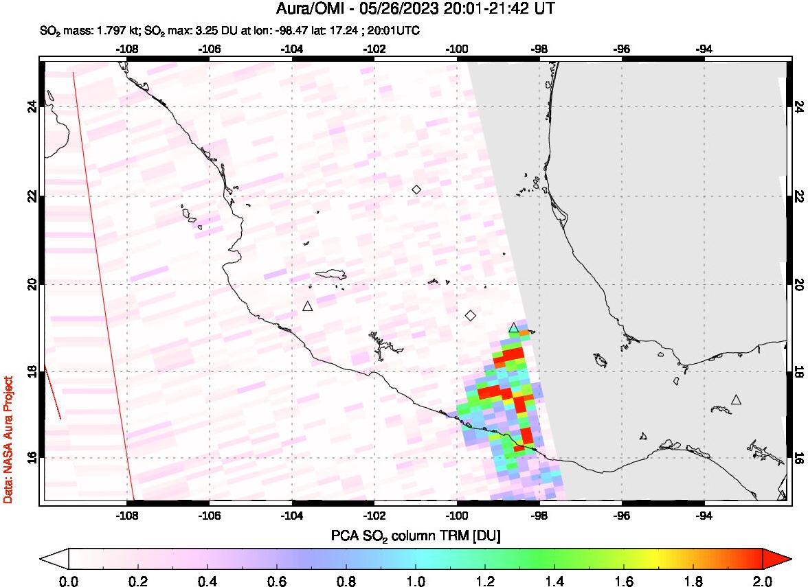 A sulfur dioxide image over Mexico on May 26, 2023.