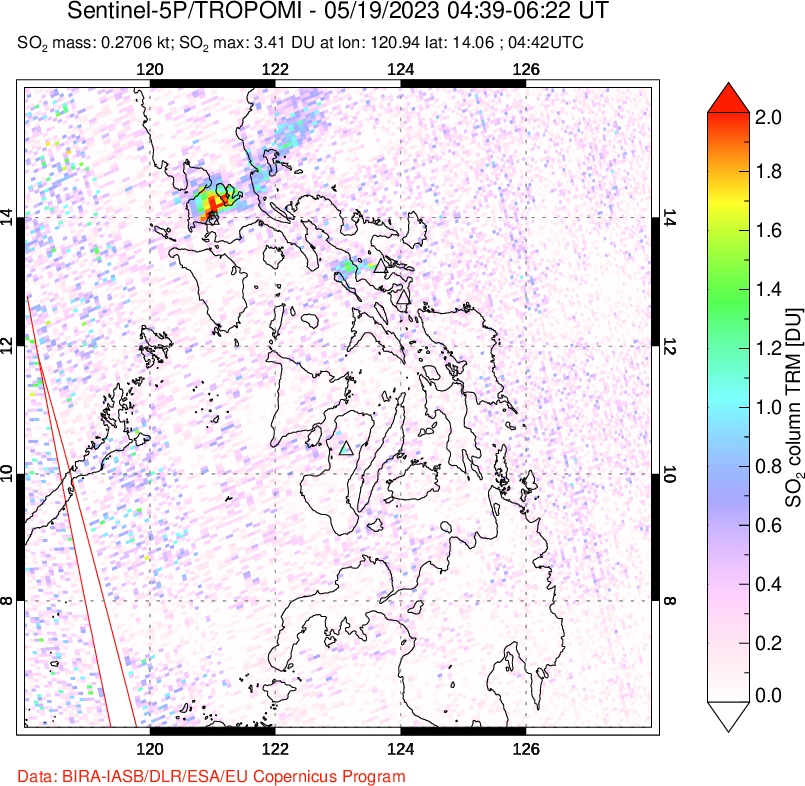 A sulfur dioxide image over Philippines on May 19, 2023.