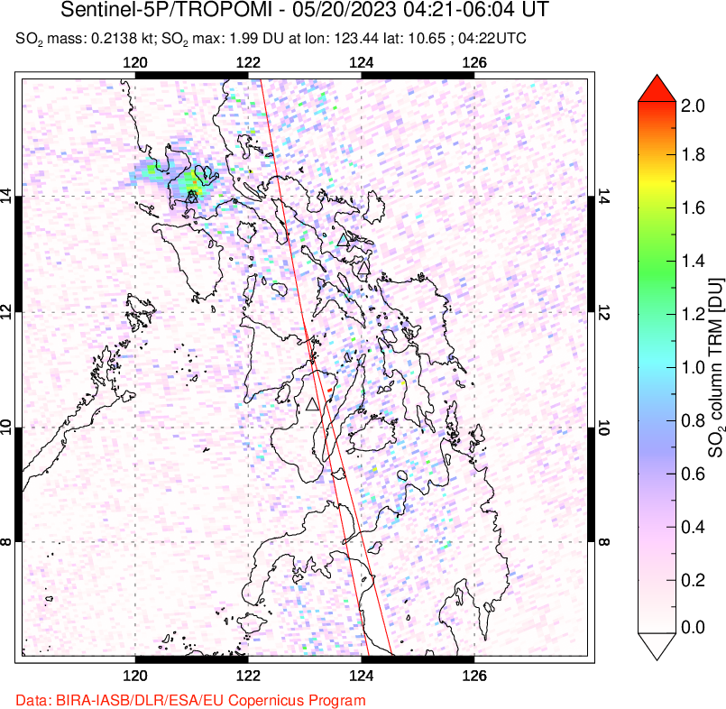 A sulfur dioxide image over Philippines on May 20, 2023.