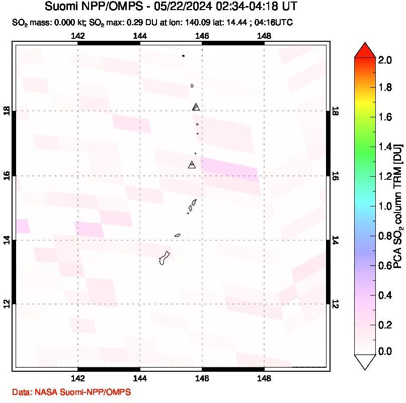 A sulfur dioxide image over Anatahan, Mariana Islands on May 22, 2024.