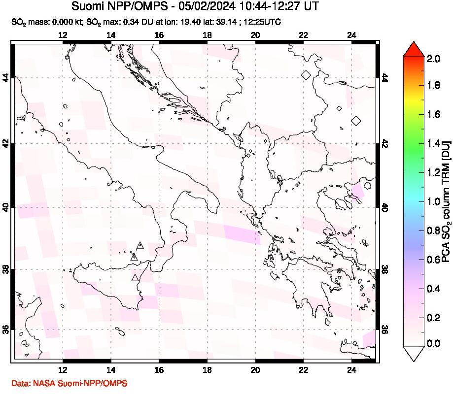 A sulfur dioxide image over Etna, Sicily, Italy on May 02, 2024.