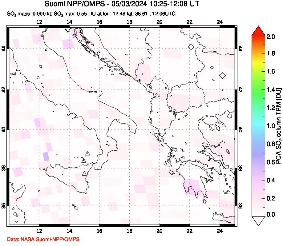 A sulfur dioxide image over Etna, Sicily, Italy on May 03, 2024.