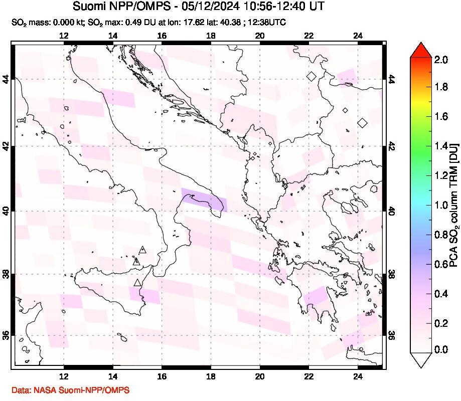 A sulfur dioxide image over Etna, Sicily, Italy on May 12, 2024.