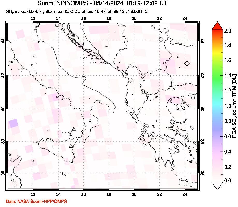 A sulfur dioxide image over Etna, Sicily, Italy on May 14, 2024.