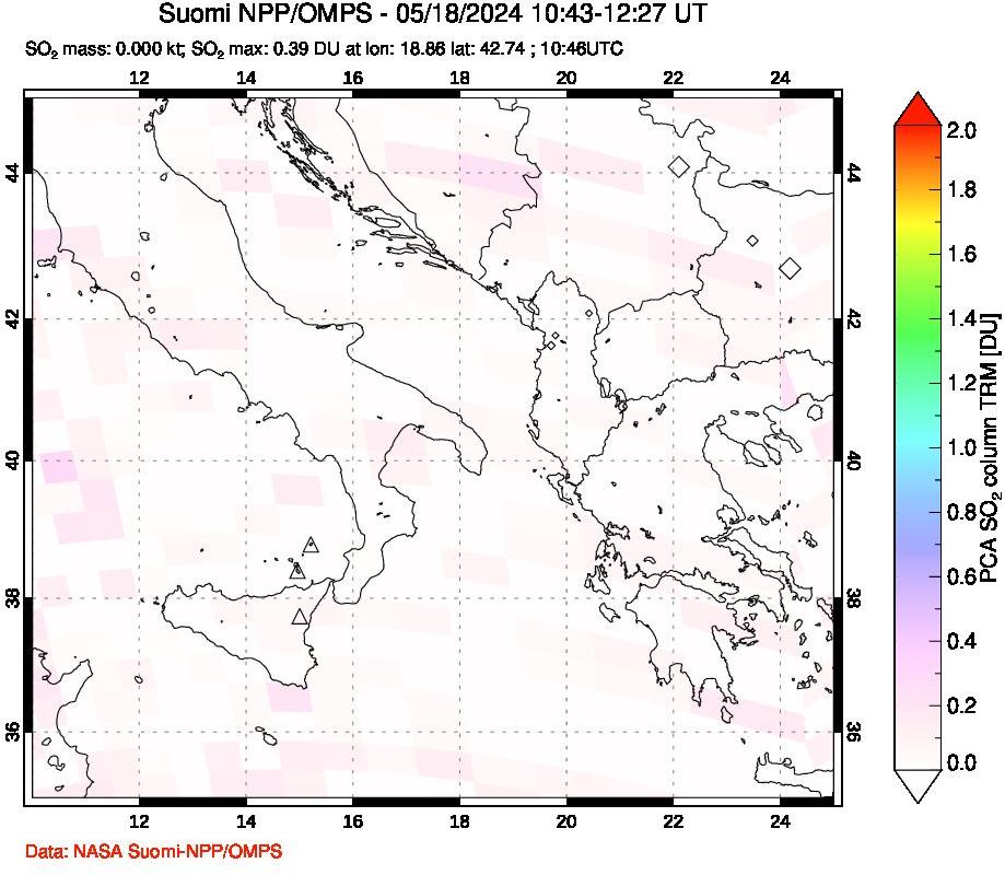 A sulfur dioxide image over Etna, Sicily, Italy on May 18, 2024.