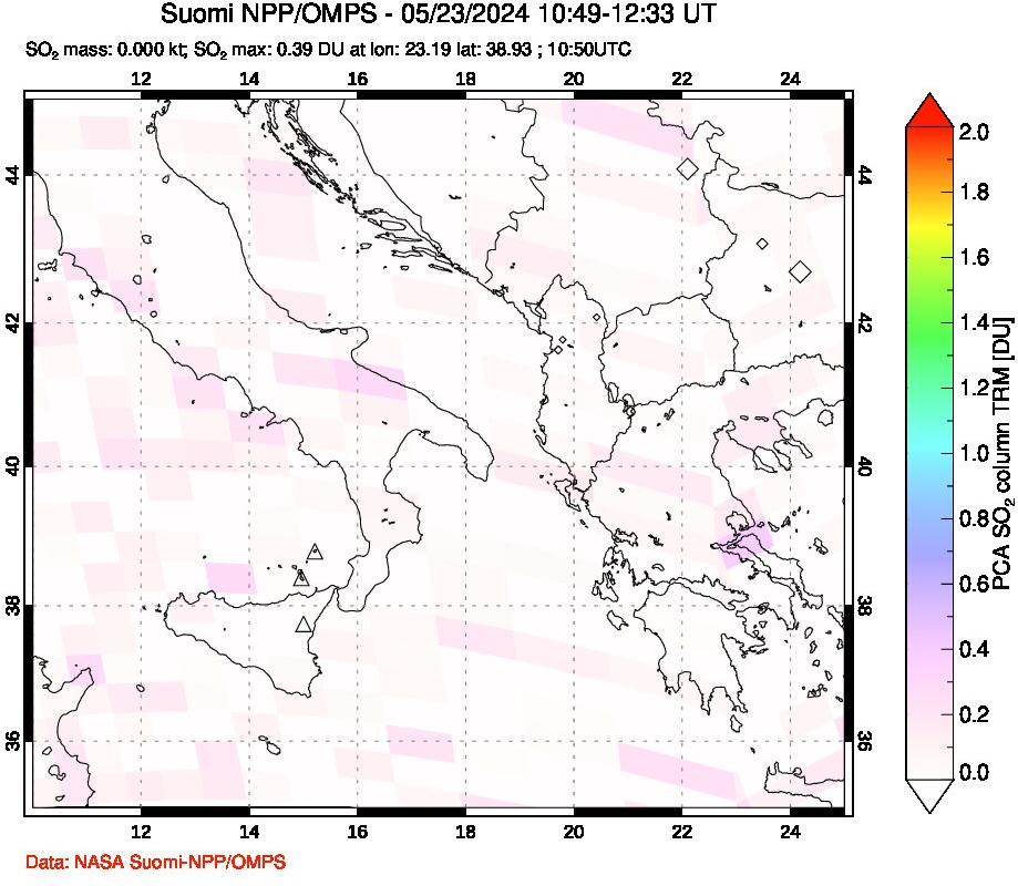 A sulfur dioxide image over Etna, Sicily, Italy on May 23, 2024.