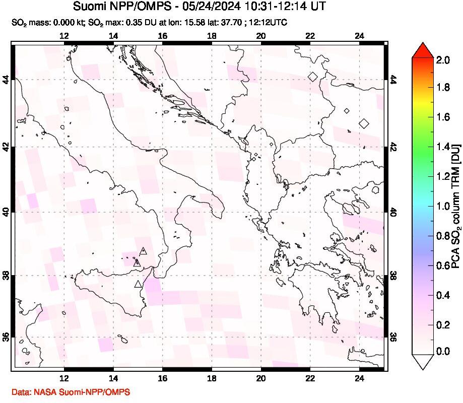 A sulfur dioxide image over Etna, Sicily, Italy on May 24, 2024.