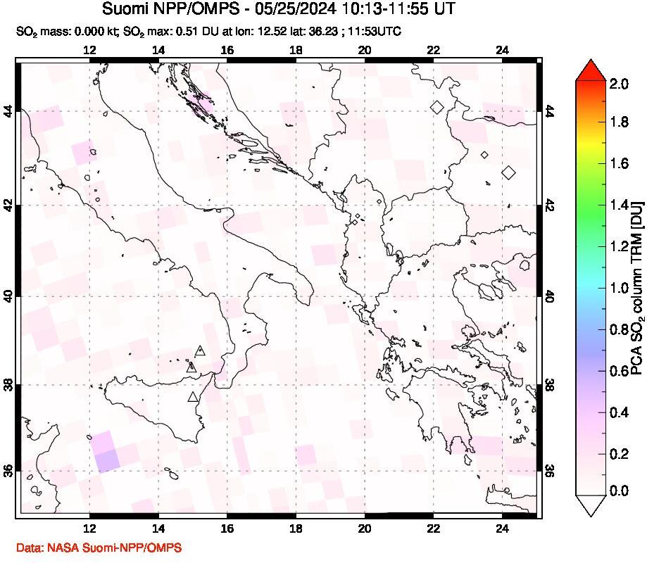 A sulfur dioxide image over Etna, Sicily, Italy on May 25, 2024.