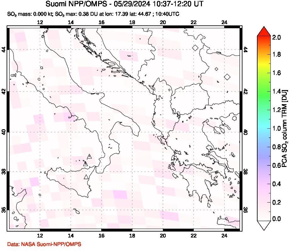 A sulfur dioxide image over Etna, Sicily, Italy on May 29, 2024.