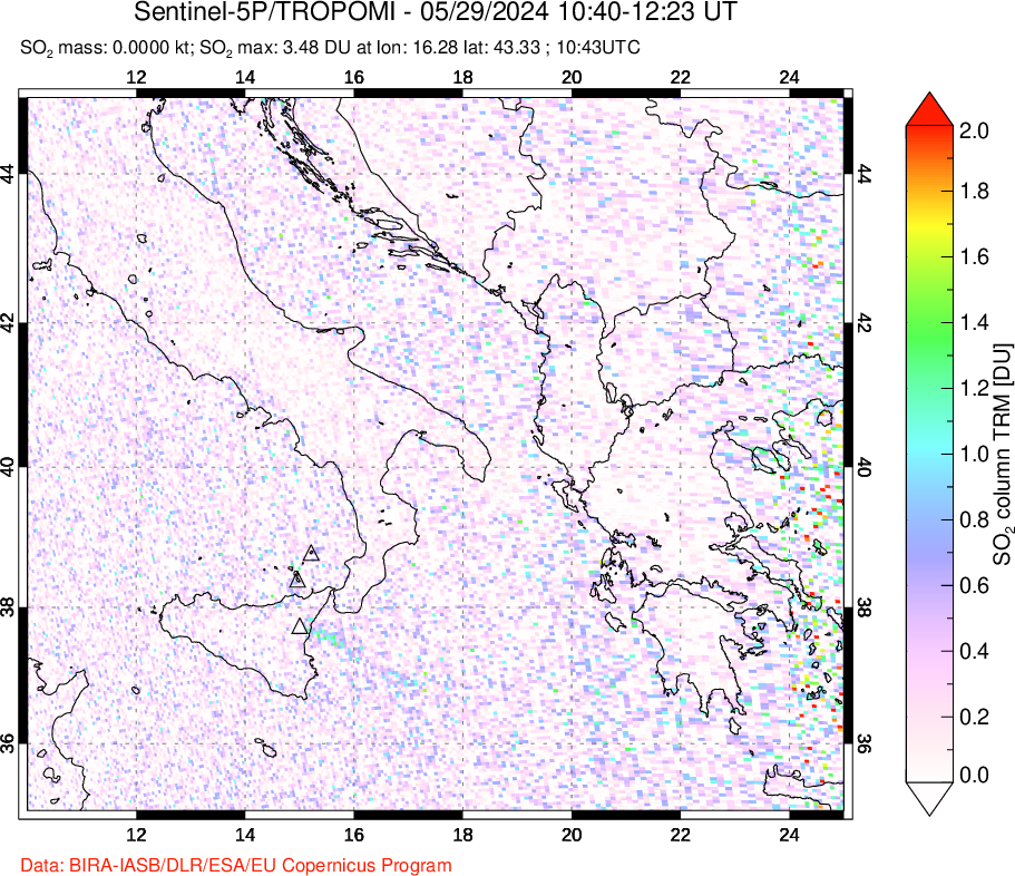 A sulfur dioxide image over Etna, Sicily, Italy on May 29, 2024.