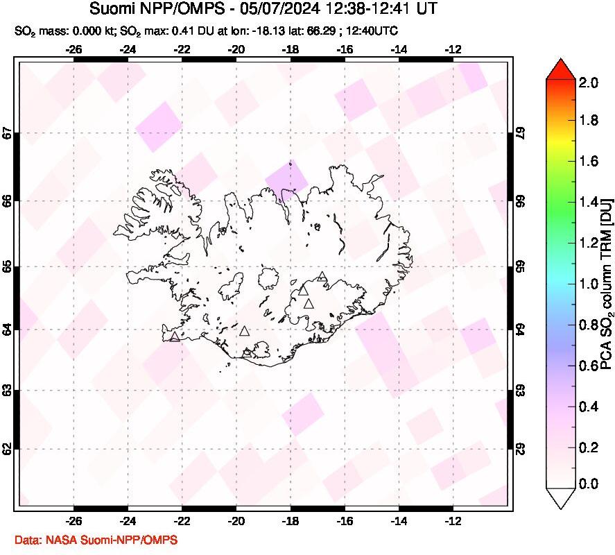 A sulfur dioxide image over Iceland on May 07, 2024.