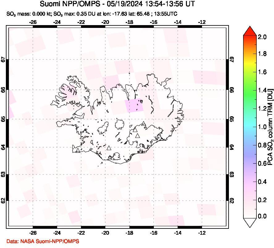 A sulfur dioxide image over Iceland on May 19, 2024.