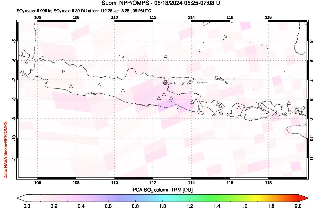 A sulfur dioxide image over Java, Indonesia on May 18, 2024.