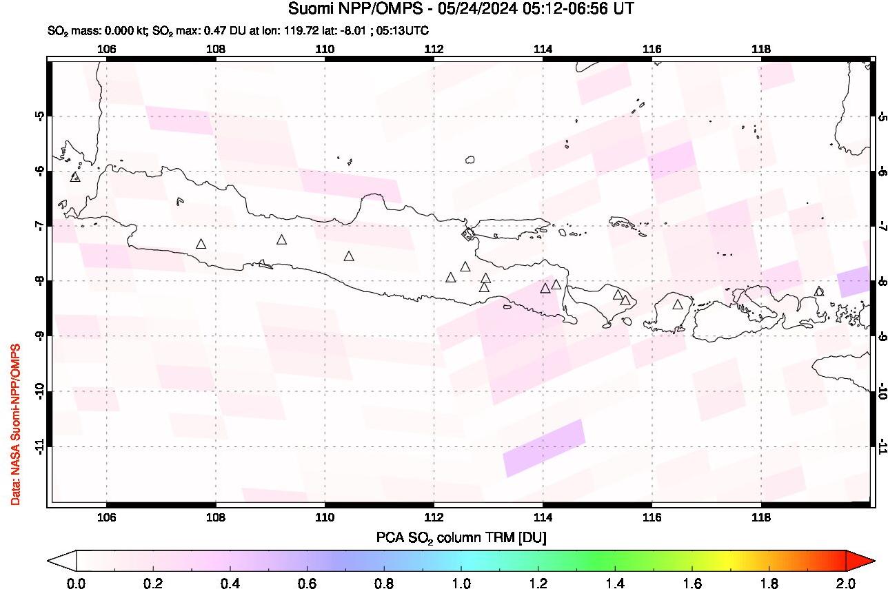 A sulfur dioxide image over Java, Indonesia on May 24, 2024.