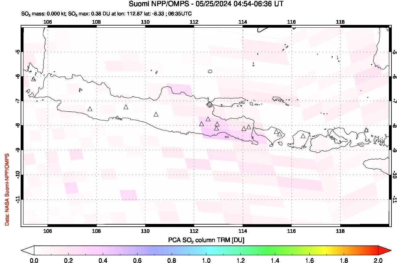 A sulfur dioxide image over Java, Indonesia on May 25, 2024.