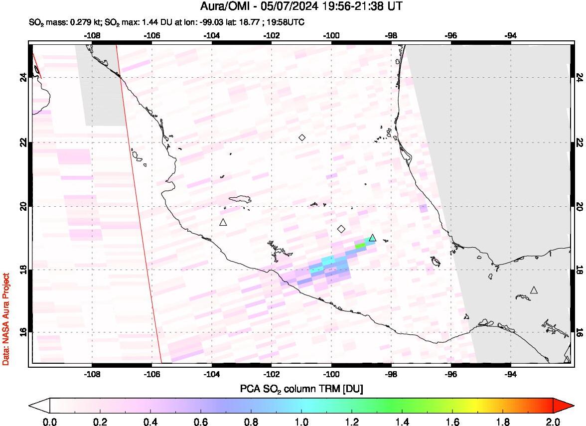 A sulfur dioxide image over Mexico on May 07, 2024.