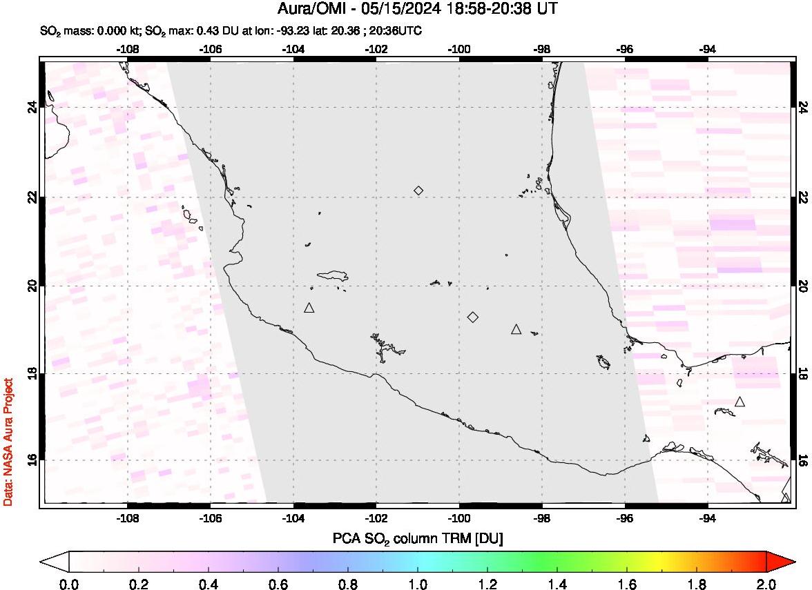 A sulfur dioxide image over Mexico on May 15, 2024.