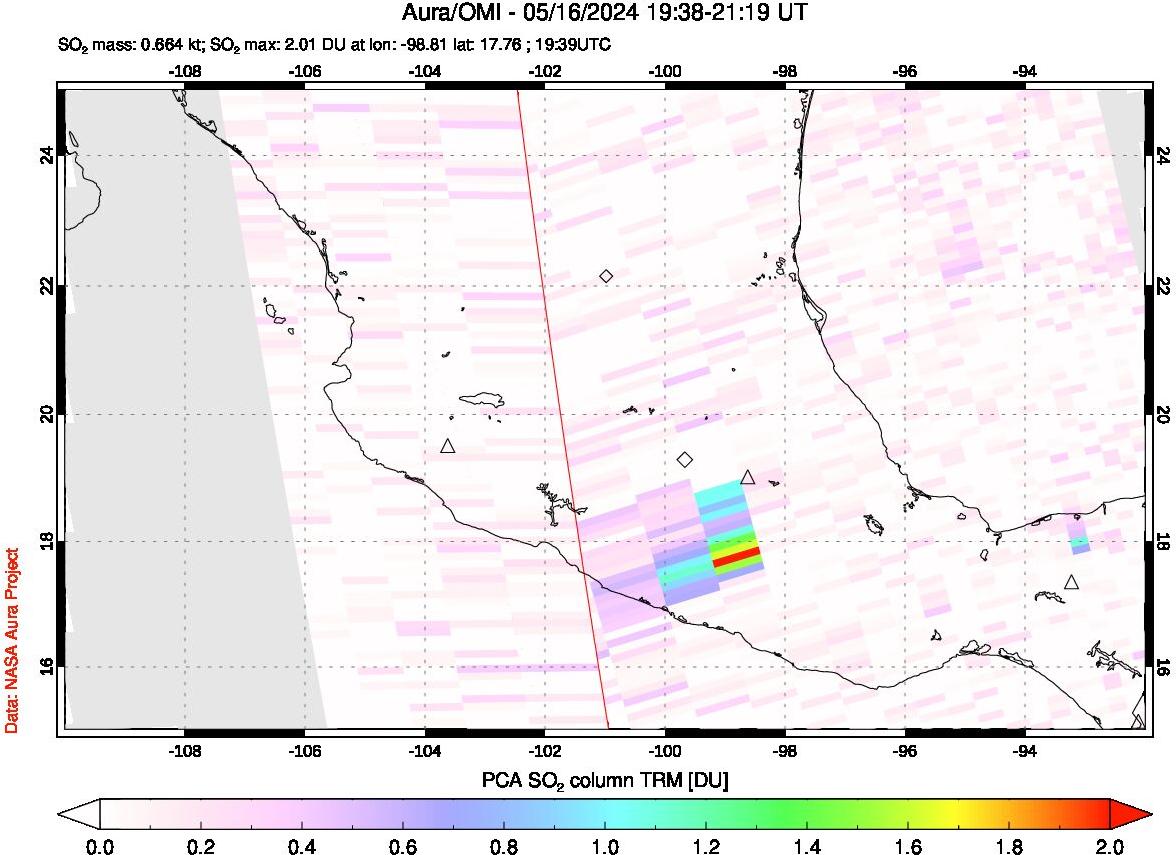 A sulfur dioxide image over Mexico on May 16, 2024.