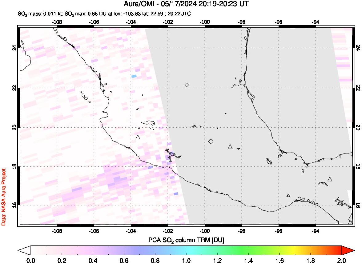 A sulfur dioxide image over Mexico on May 17, 2024.