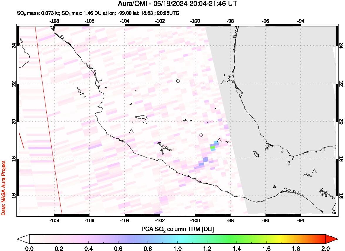 A sulfur dioxide image over Mexico on May 19, 2024.