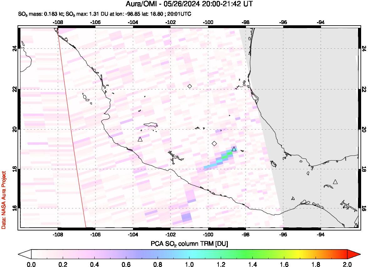A sulfur dioxide image over Mexico on May 26, 2024.