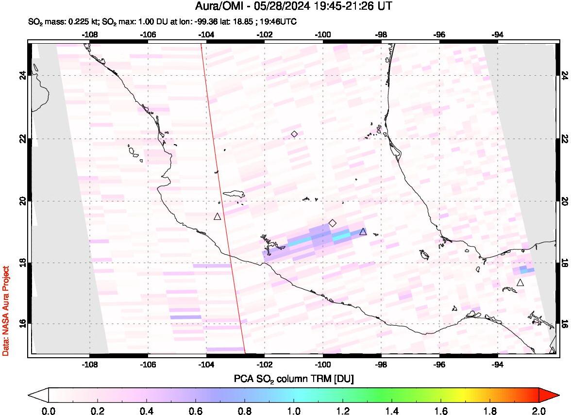 A sulfur dioxide image over Mexico on May 28, 2024.