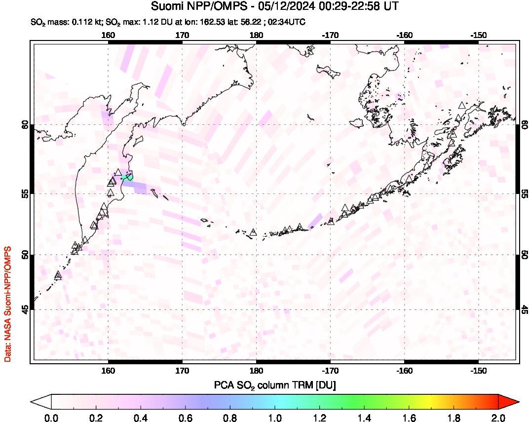 A sulfur dioxide image over North Pacific on May 12, 2024.