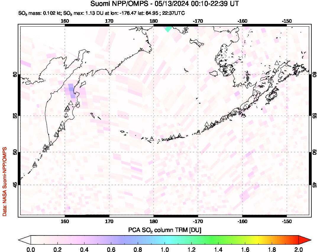 A sulfur dioxide image over North Pacific on May 13, 2024.