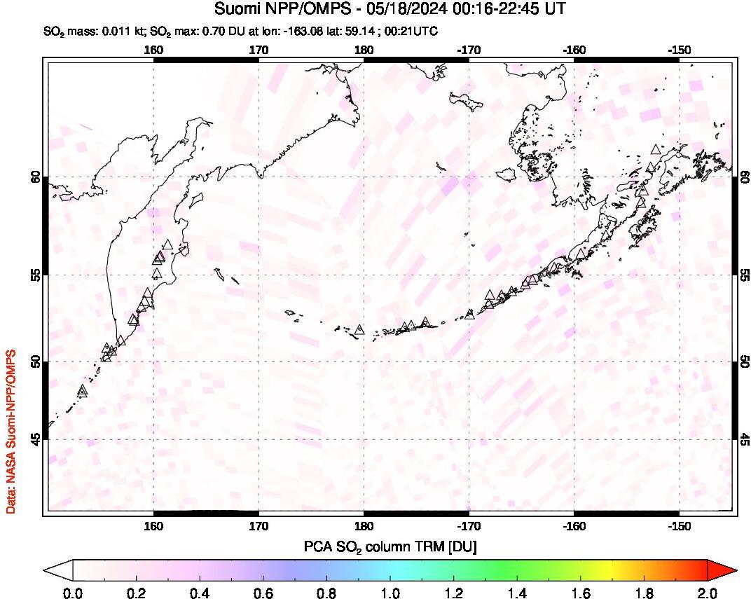 A sulfur dioxide image over North Pacific on May 18, 2024.