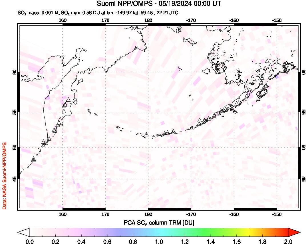 A sulfur dioxide image over North Pacific on May 19, 2024.