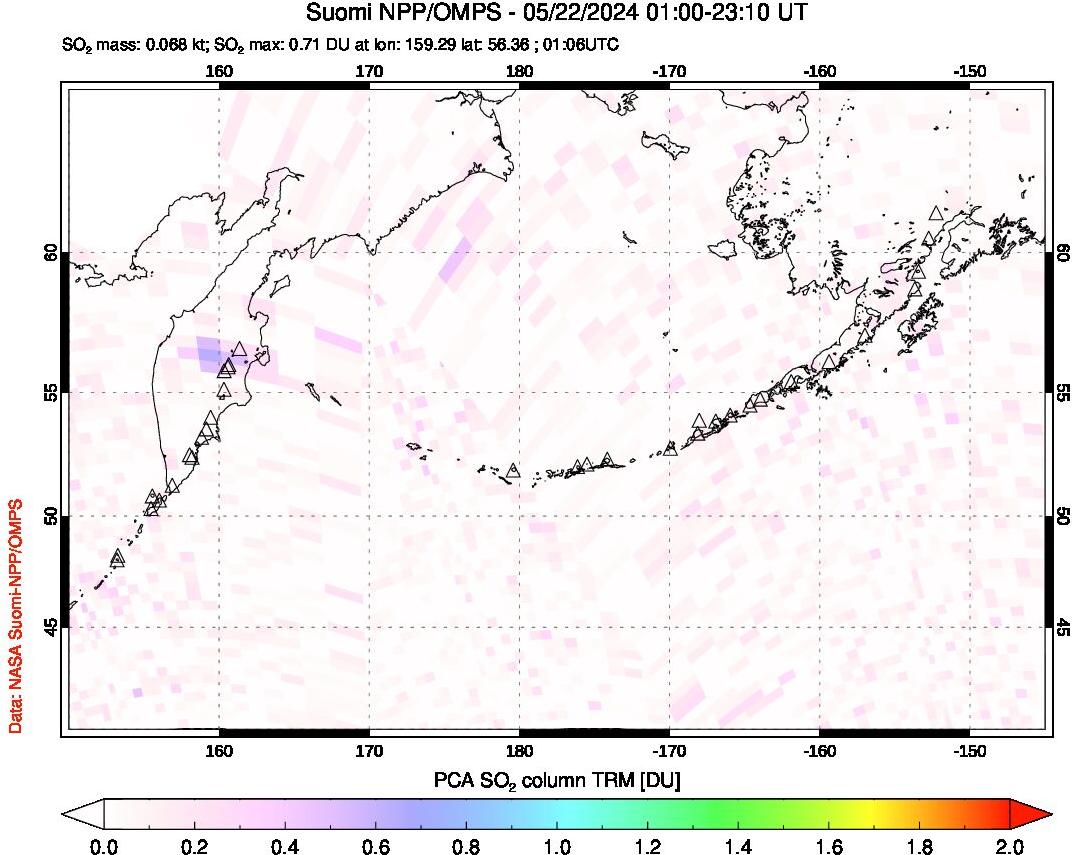 A sulfur dioxide image over North Pacific on May 22, 2024.