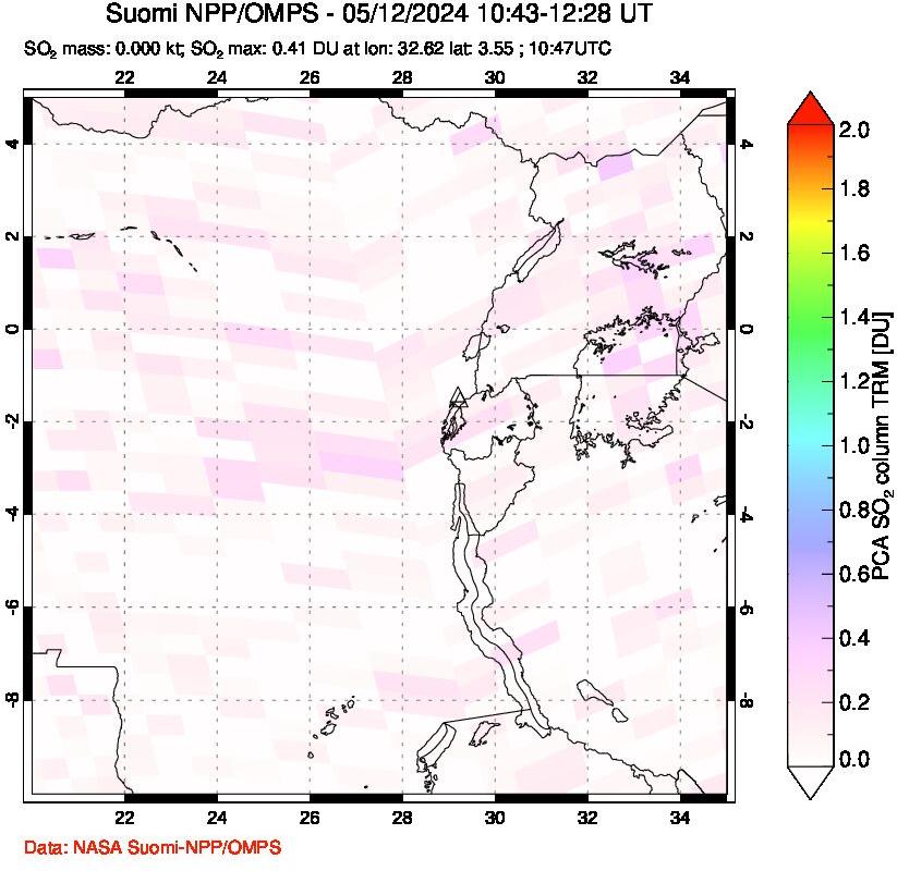 A sulfur dioxide image over Nyiragongo, DR Congo on May 12, 2024.