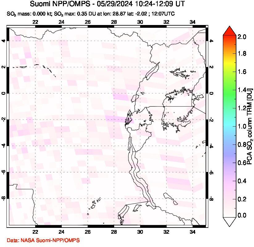 A sulfur dioxide image over Nyiragongo, DR Congo on May 29, 2024.