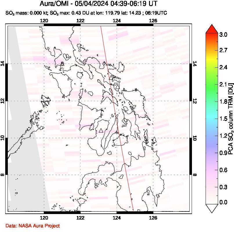A sulfur dioxide image over Philippines on May 04, 2024.