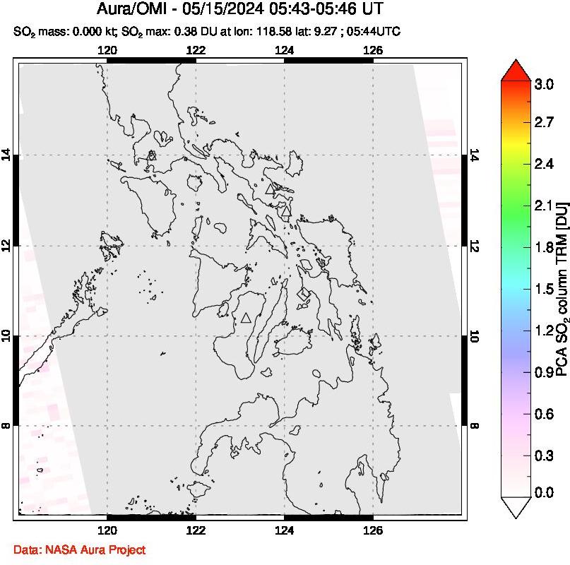 A sulfur dioxide image over Philippines on May 15, 2024.