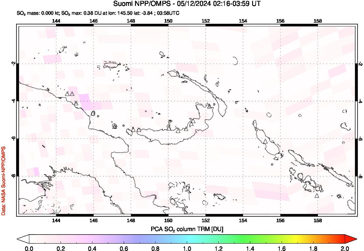 A sulfur dioxide image over Papua, New Guinea on May 12, 2024.