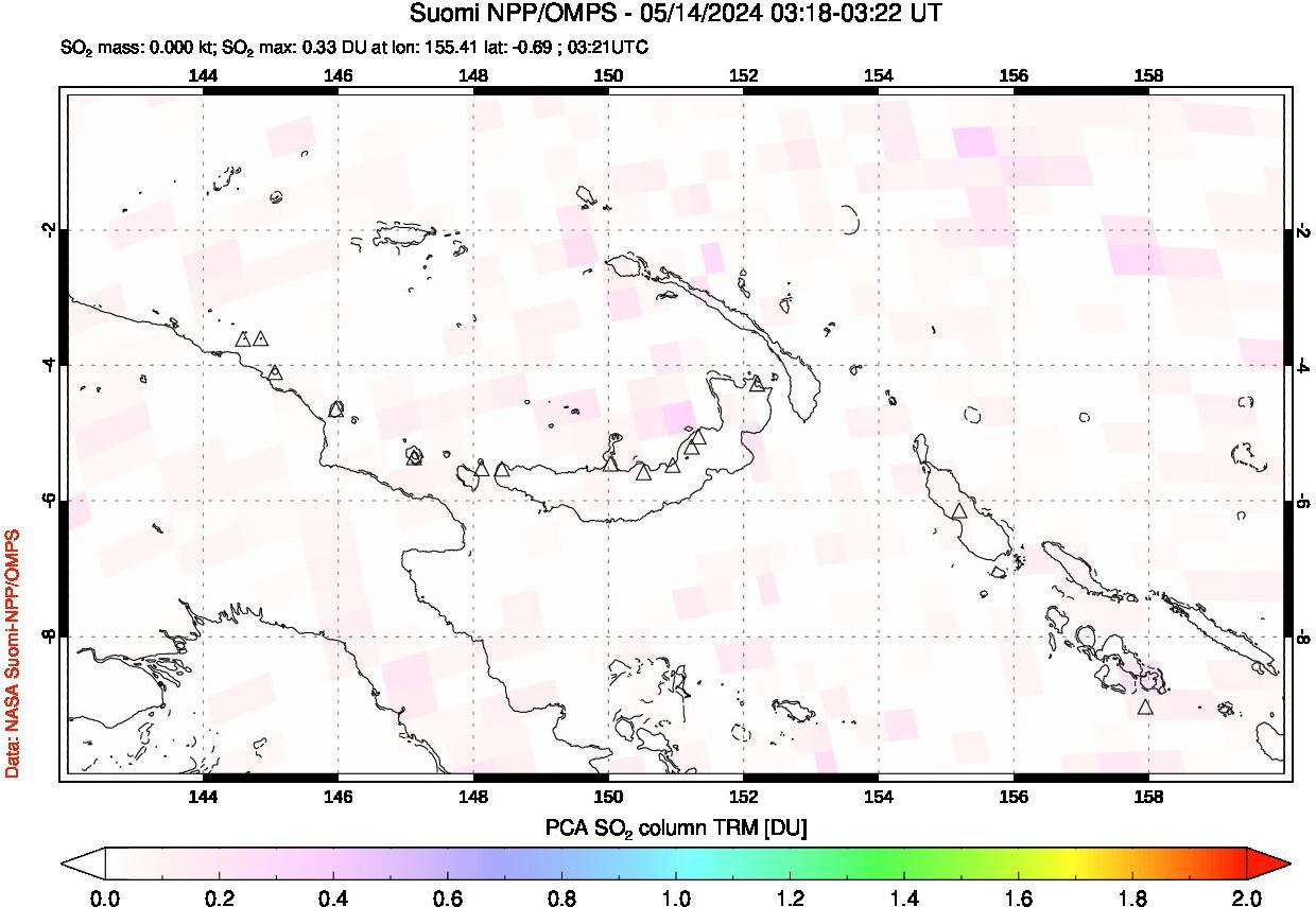 A sulfur dioxide image over Papua, New Guinea on May 14, 2024.