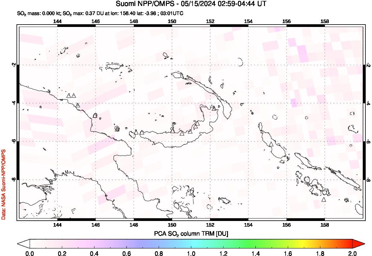 A sulfur dioxide image over Papua, New Guinea on May 15, 2024.