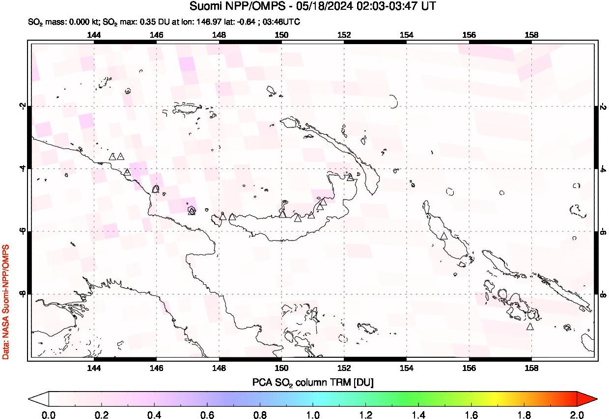 A sulfur dioxide image over Papua, New Guinea on May 18, 2024.