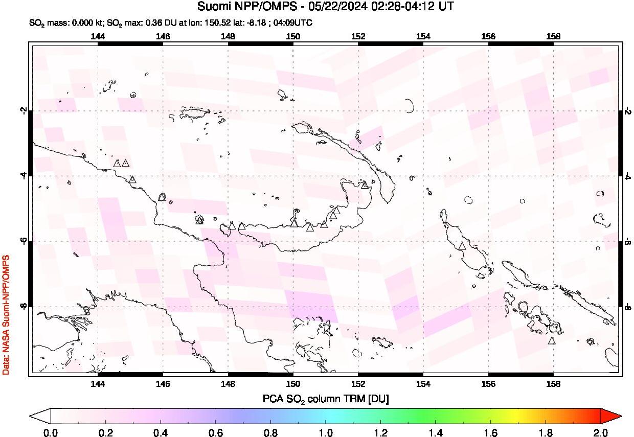 A sulfur dioxide image over Papua, New Guinea on May 22, 2024.