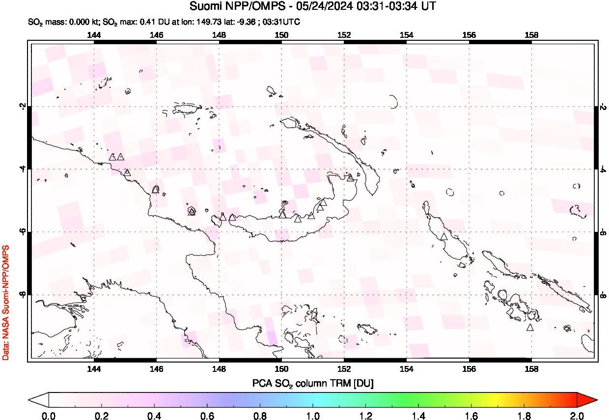 A sulfur dioxide image over Papua, New Guinea on May 24, 2024.