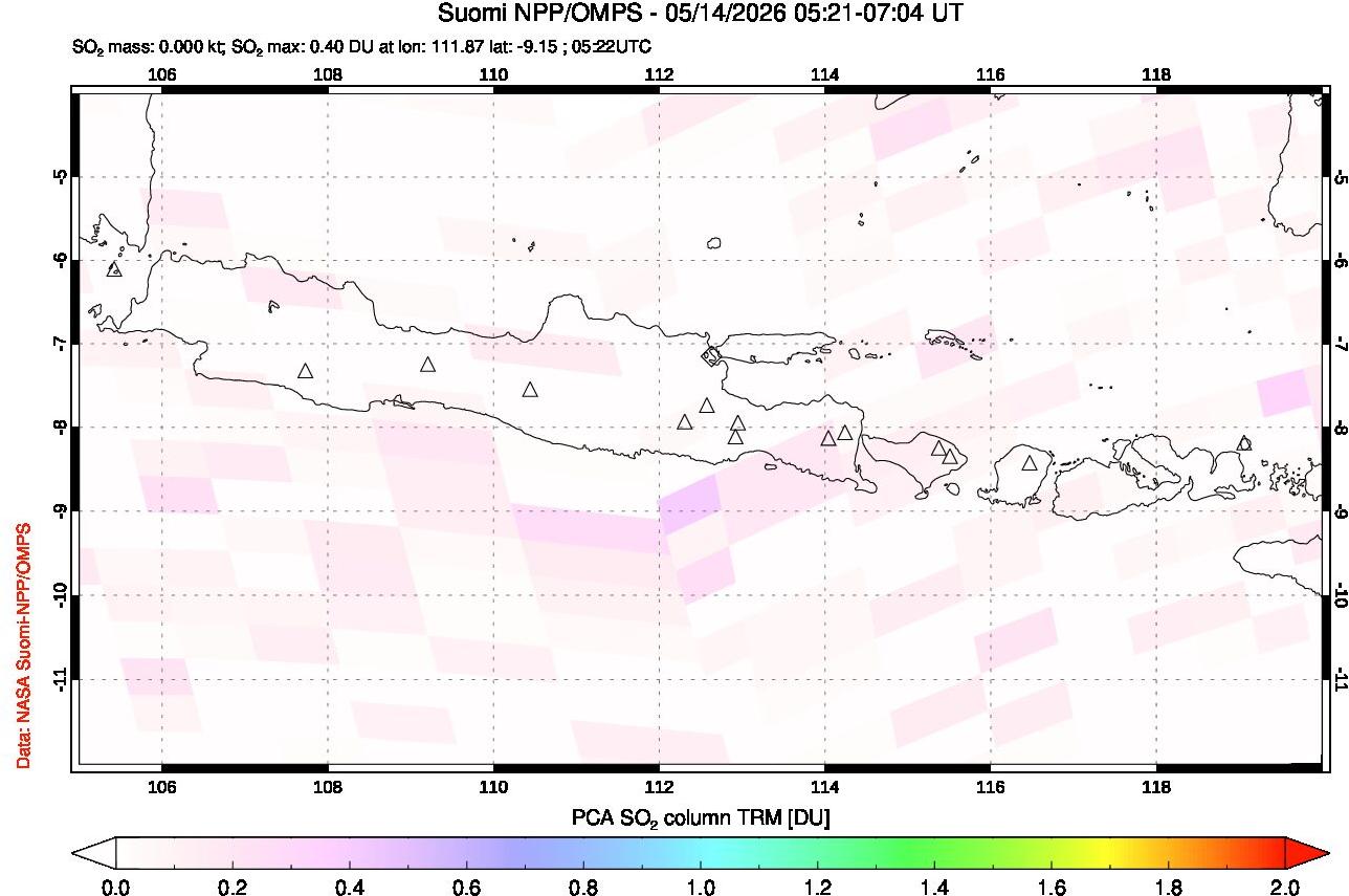 A sulfur dioxide image over Java, Indonesia on May 14, 2026.