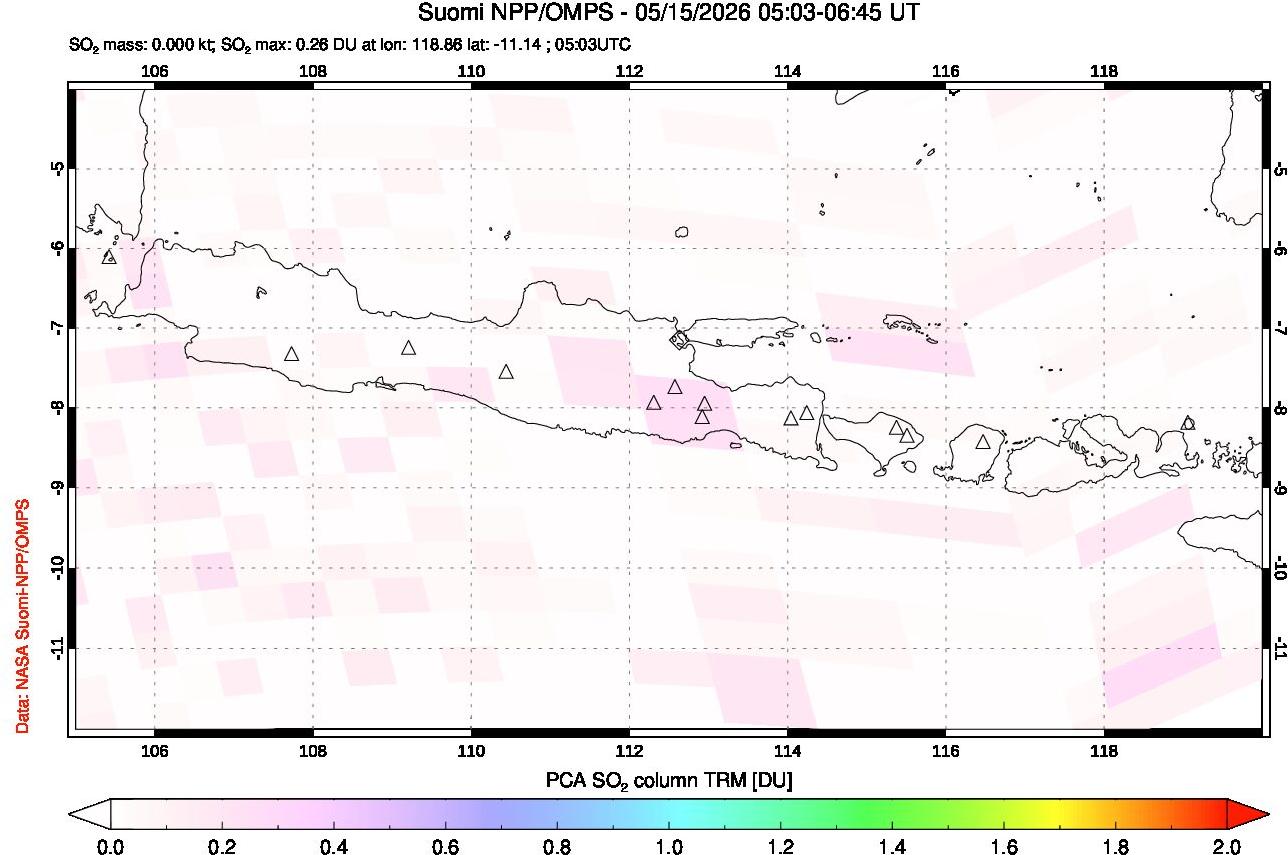 A sulfur dioxide image over Java, Indonesia on May 15, 2026.