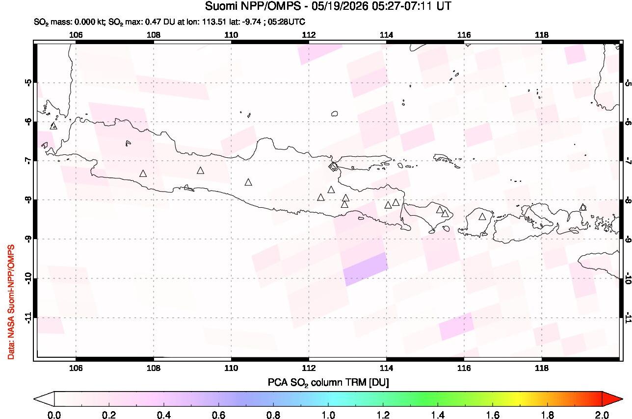 A sulfur dioxide image over Java, Indonesia on May 19, 2026.