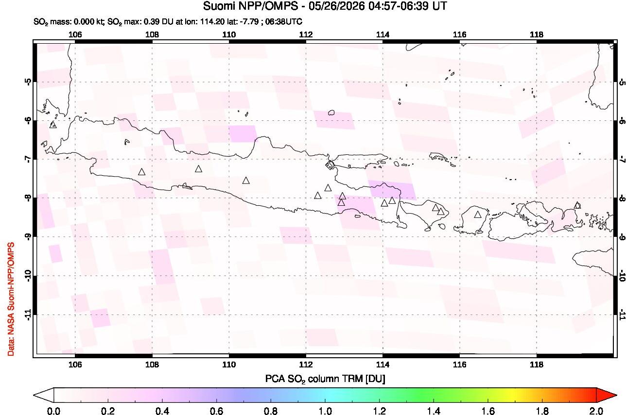 A sulfur dioxide image over Java, Indonesia on May 26, 2026.
