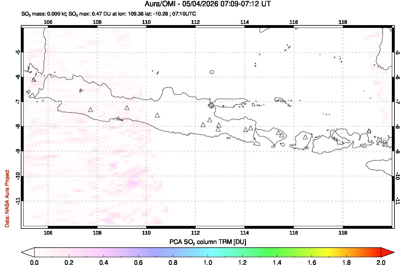 A sulfur dioxide image over Java, Indonesia on May 04, 2026.