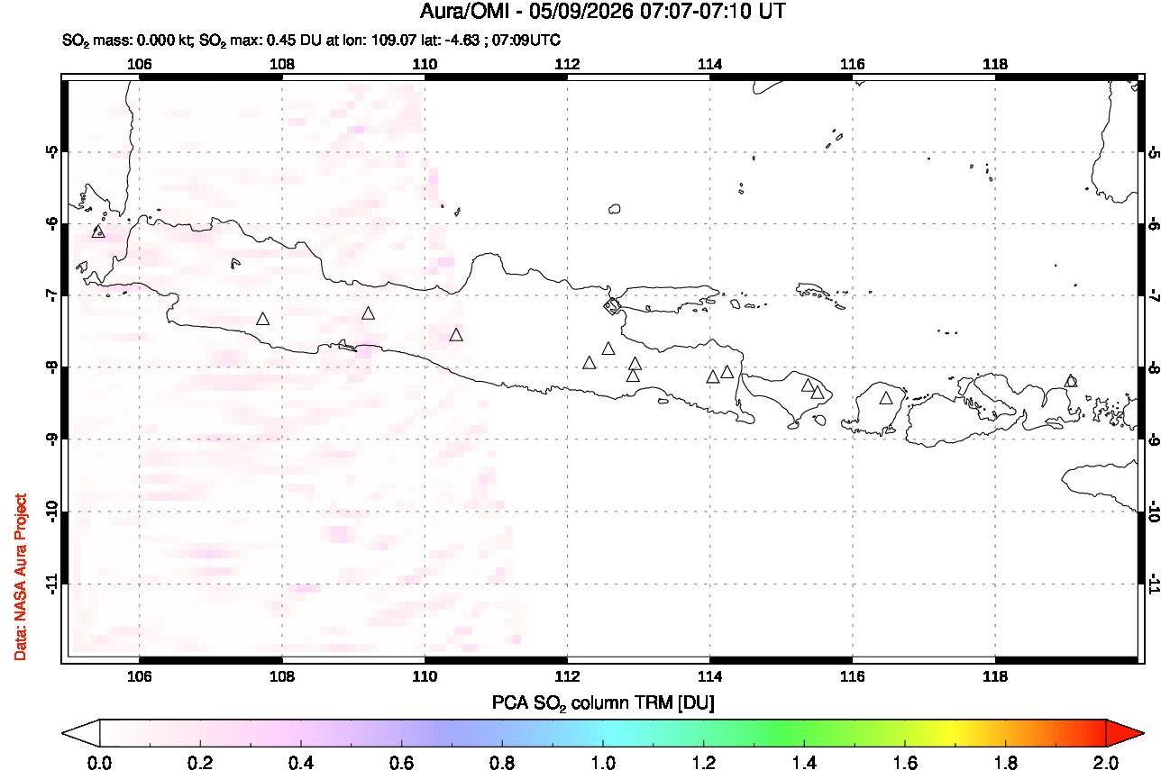 A sulfur dioxide image over Java, Indonesia on May 09, 2026.