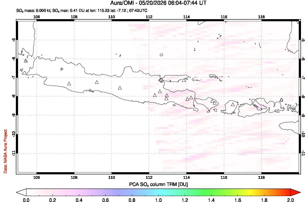 A sulfur dioxide image over Java, Indonesia on May 20, 2026.