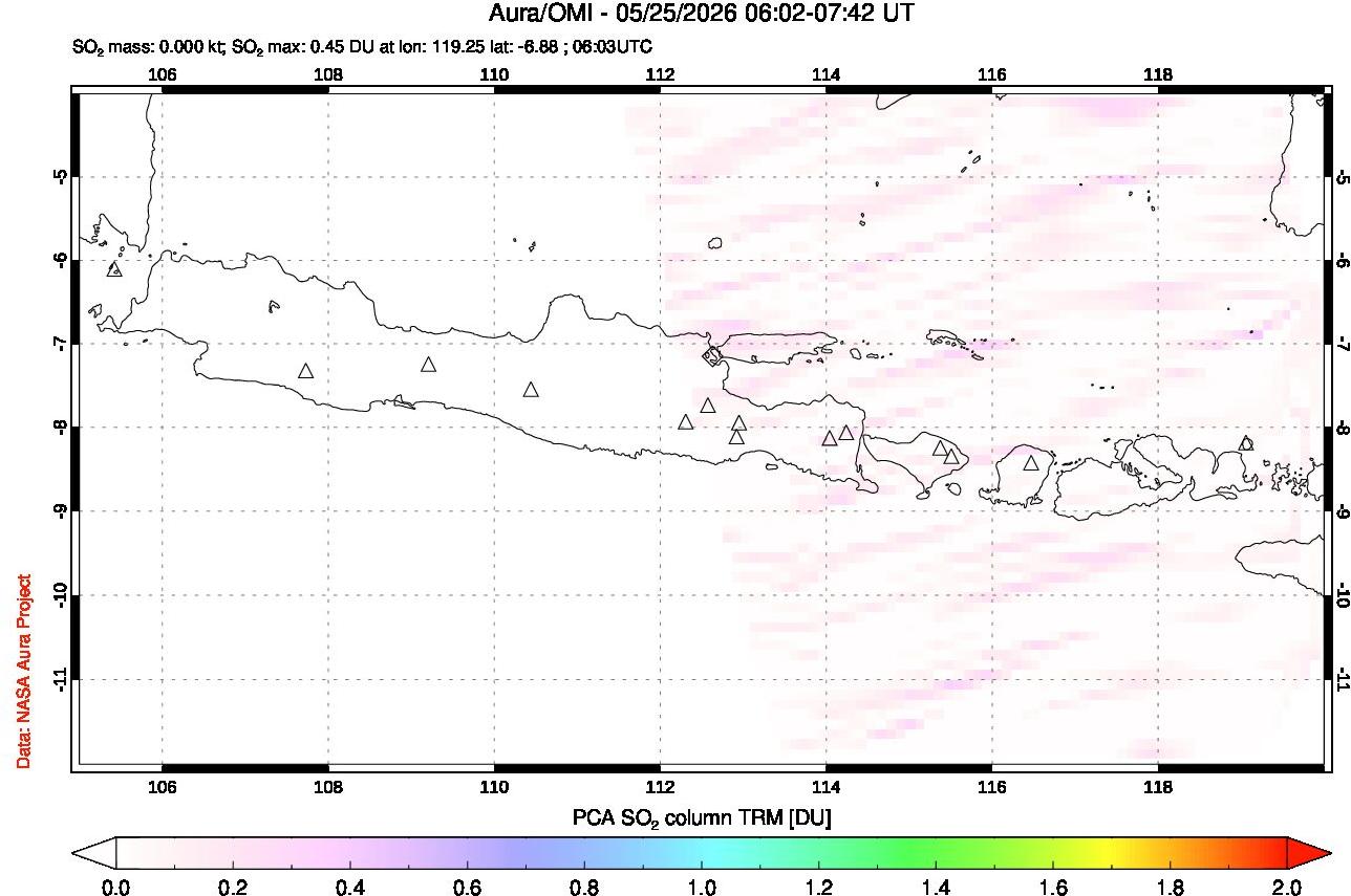 A sulfur dioxide image over Java, Indonesia on May 25, 2026.